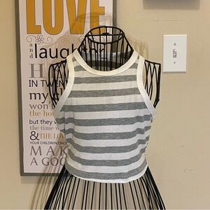 Striped Gray and White Women's Tank Top